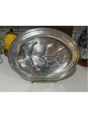 Crescent Silverplate Tree of Life Hammered Meat Platter